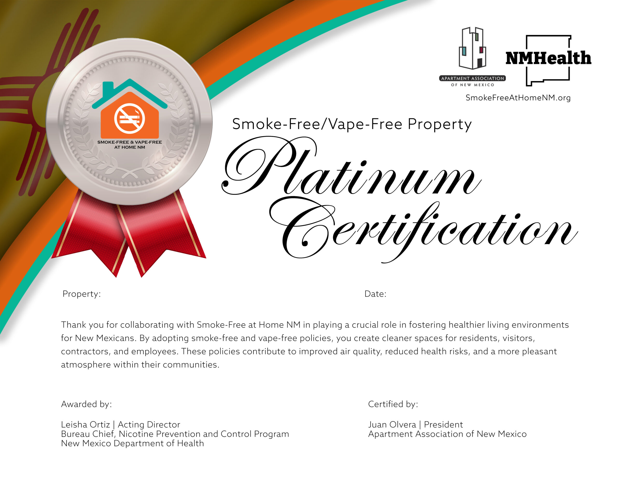 Smoke-Free and Vape-Free Certification